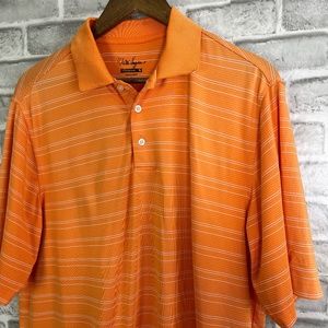 Walter Hagen Orange Creamsicle Striped Hydro-Dri Golf Polo Shirt Mens Medium Pol